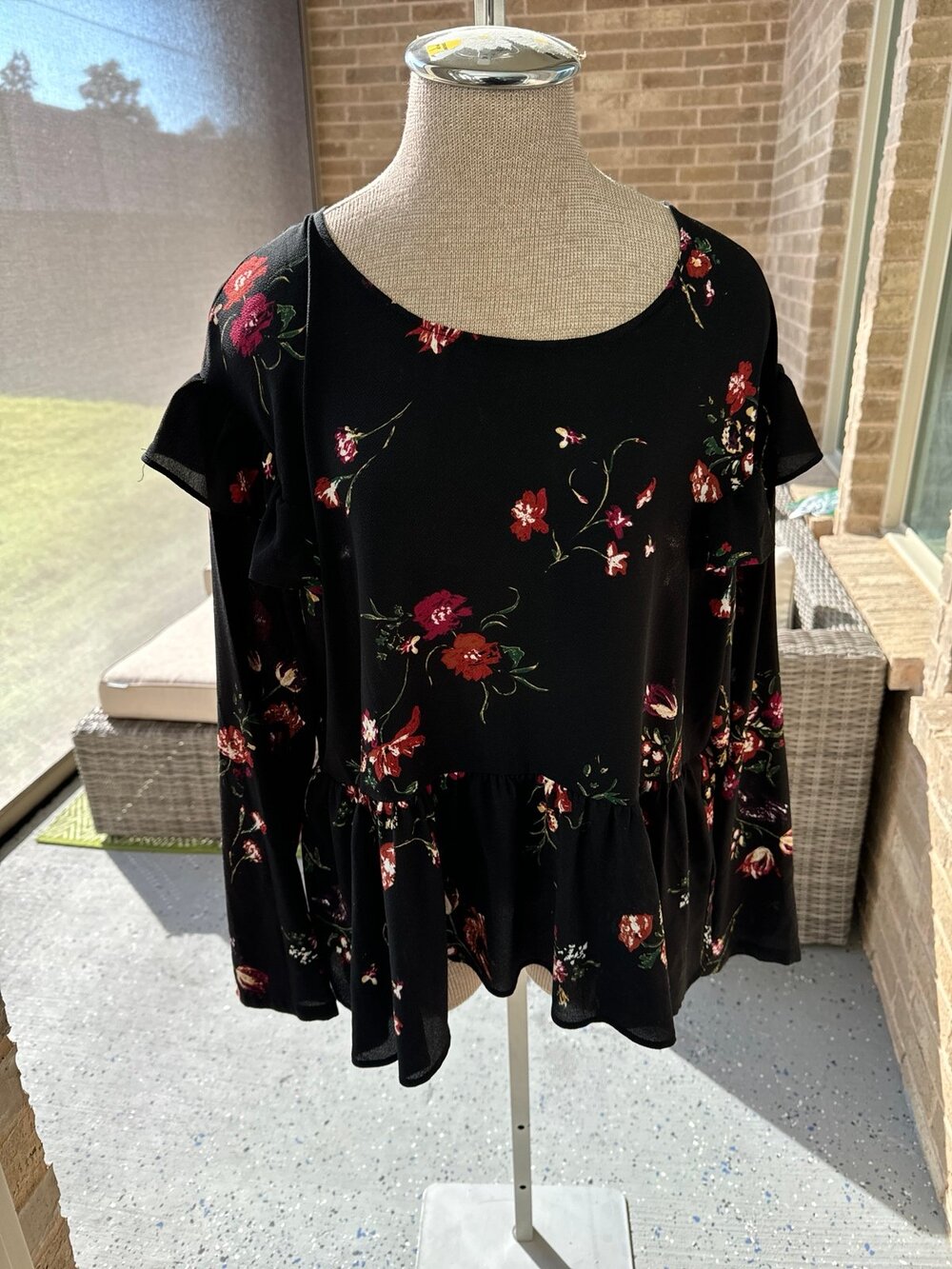 Abound flutter long sleeve peplum top